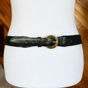 Vintage Black Leather and Woven Belt